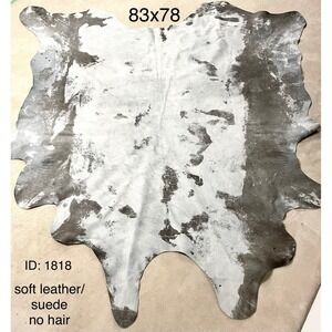 IKEA Large Cowhide Smooth Gray And Brown Suede Leather Rug 83 X 78